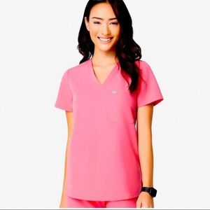 Neon Pink Catarina One-Pocket Scrub Top